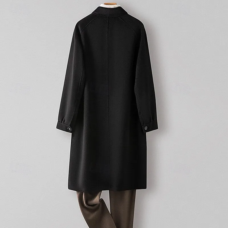 100% Wool Rolled collar Coat