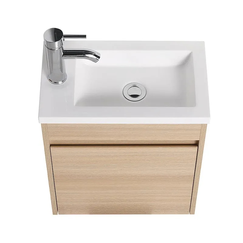 17'' Wall Mounted Bathroom Vanity Resin Sink with Faucet and Drain for Small Bathroom