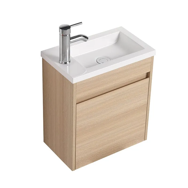 17'' Wall Mounted Bathroom Vanity Resin Sink with Faucet and Drain for Small Bathroom