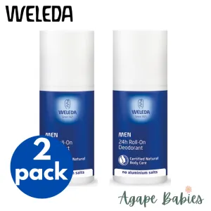 [2 Pack] Weleda Men 24hr Roll-On Deodorant, 50ml