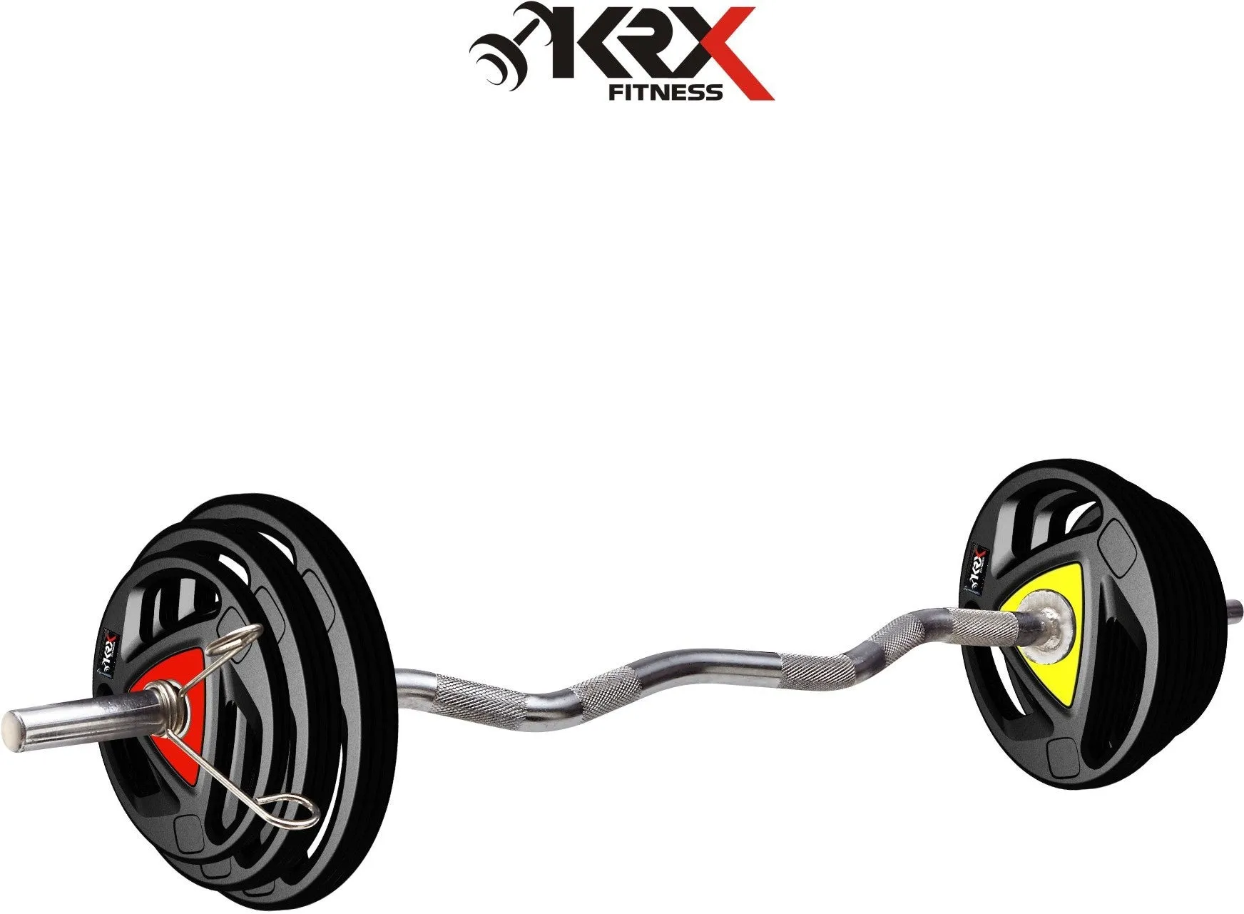 20 kg Professional Metal Integrated Rubber Plates with One 3 Ft Curl   One 5 Ft Plain and 1 Dumbbell & Rod