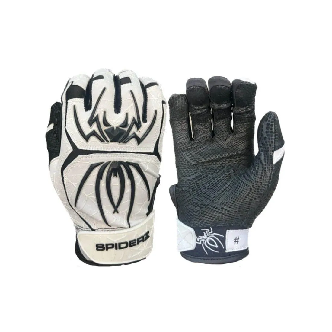 2024 Spiderz ENDITE Batting Gloves: White / Black /Silver