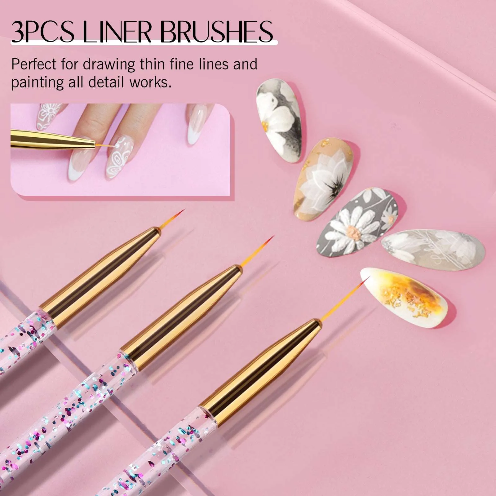 31PCS Nail Art Brushes Set - Nail Brushes for Nail Art U V Gel Nail Brushes, Liner Brushes, Dotting Tools Set, Nail Design Kit for Nail Salon Home Use