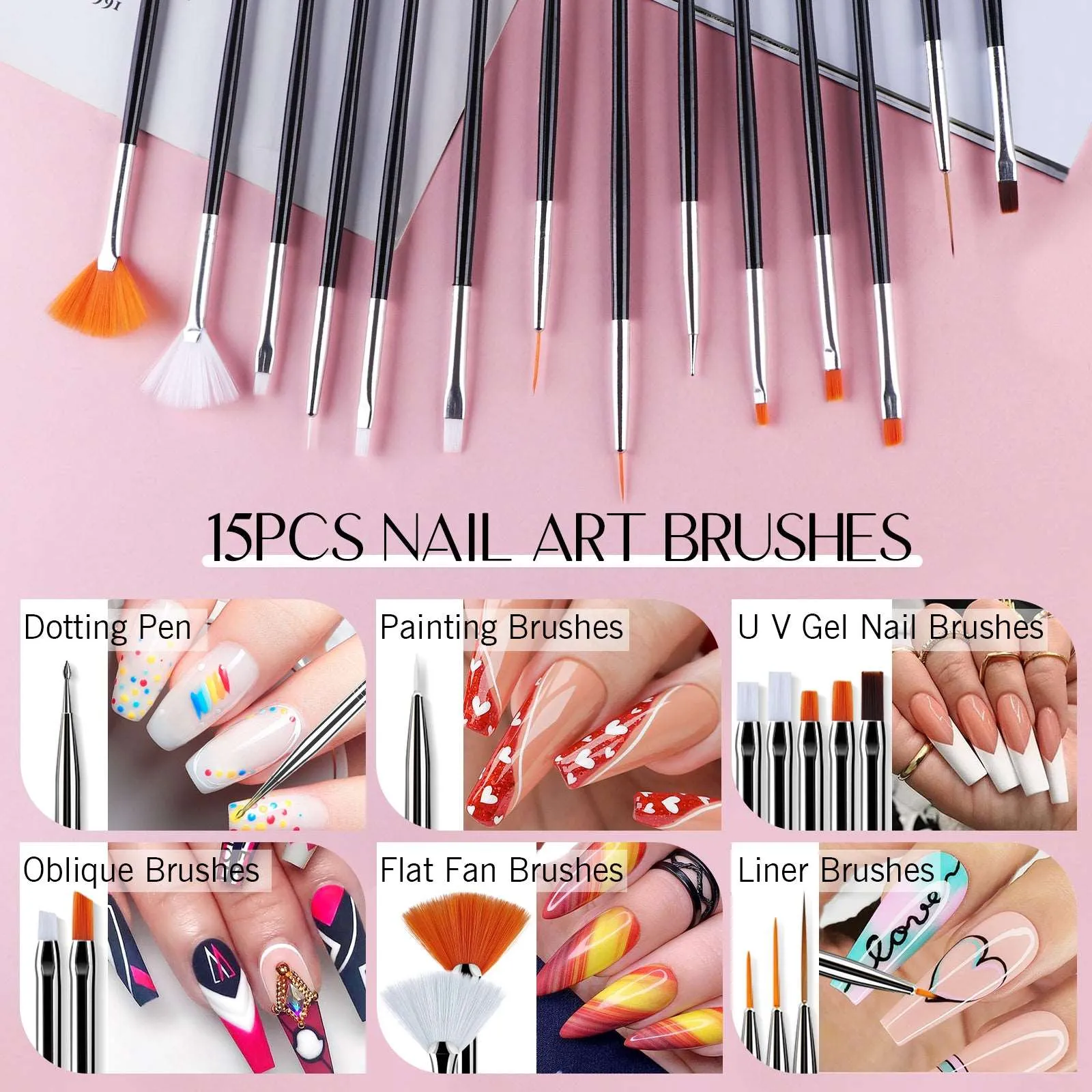 31PCS Nail Art Brushes Set - Nail Brushes for Nail Art U V Gel Nail Brushes, Liner Brushes, Dotting Tools Set, Nail Design Kit for Nail Salon Home Use