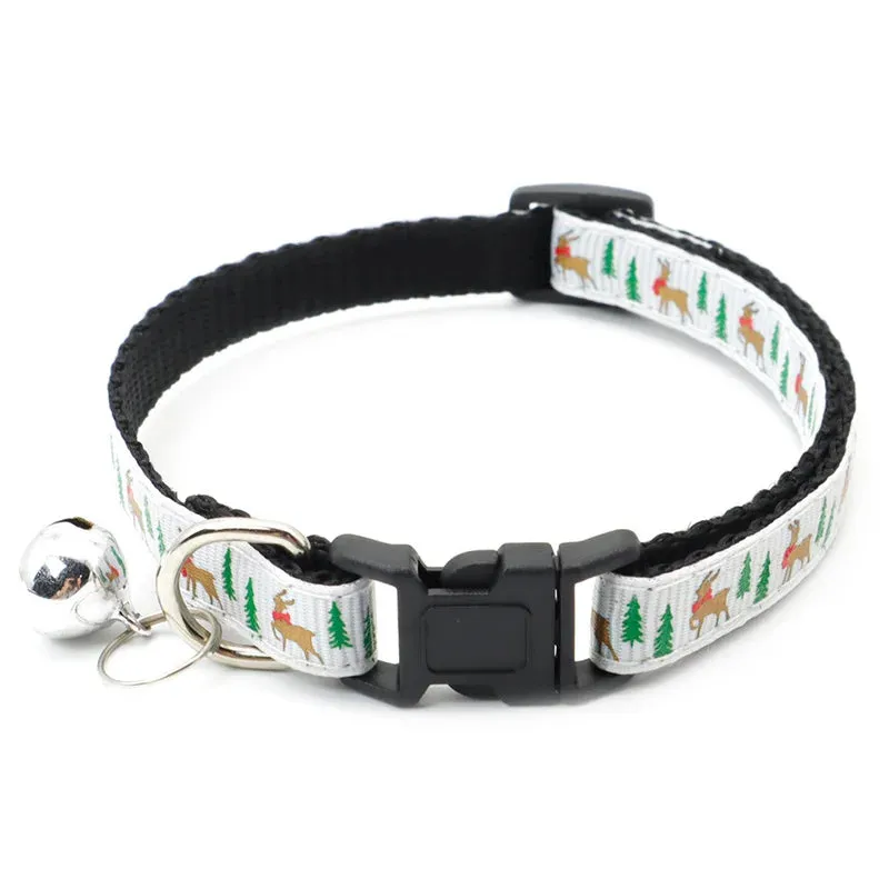 Adjustable Christmas Pet Collar with Safety Buckle - Festive Design for Dogs and Cats