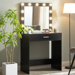 Auro Vanity Desk with Mirror & Light - Black