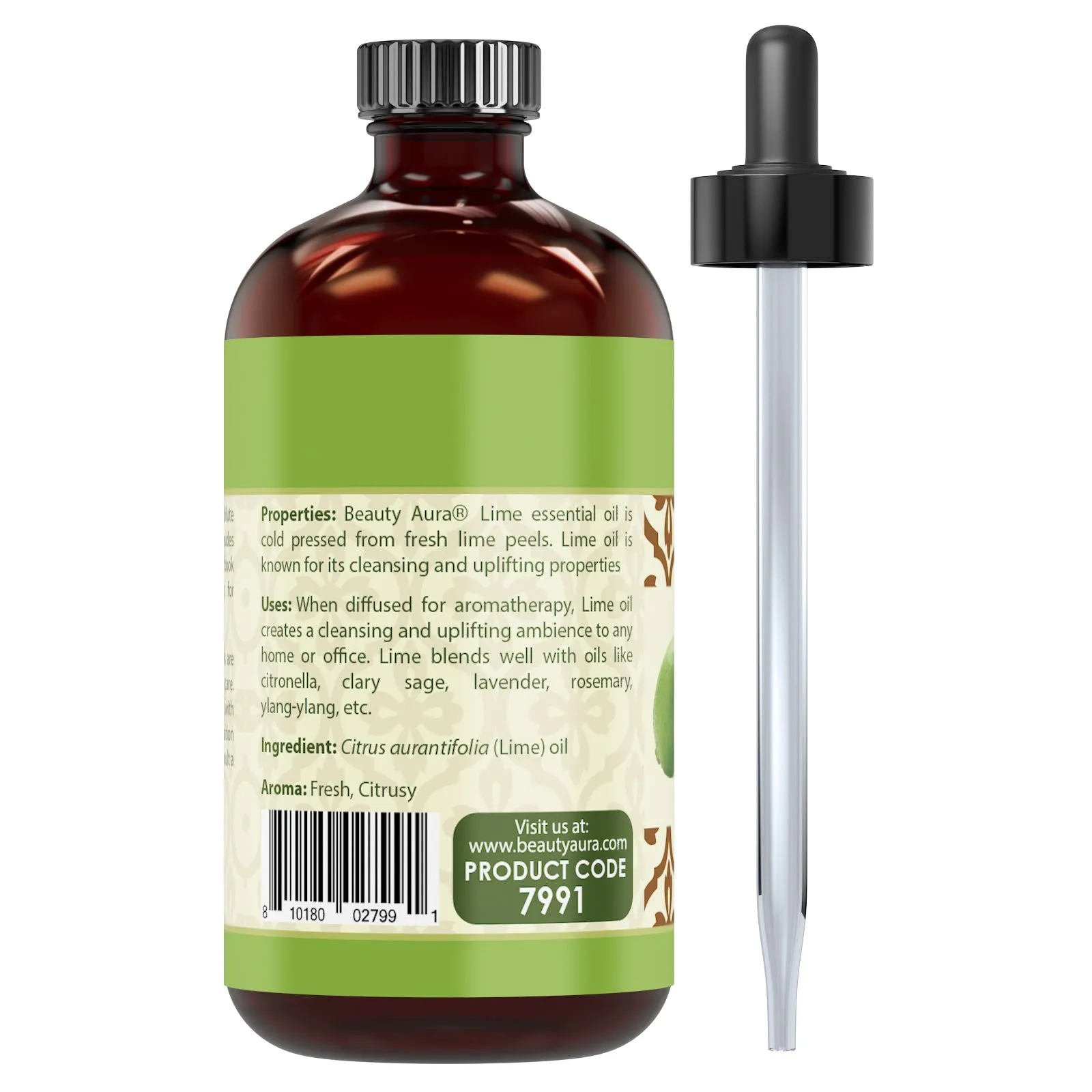 Beauty Aura 100% Pure Lime Oil | 4 Fl Oz