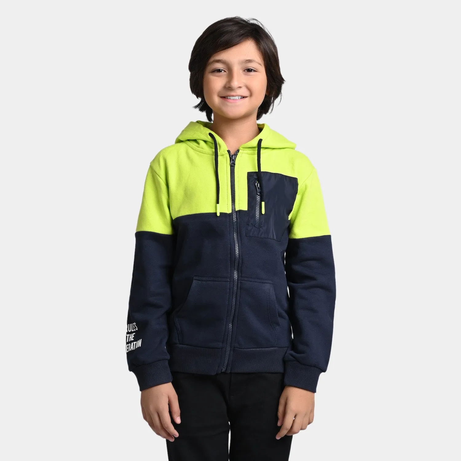 Boys Fleece Knitted Jacket New Gen-NAVY