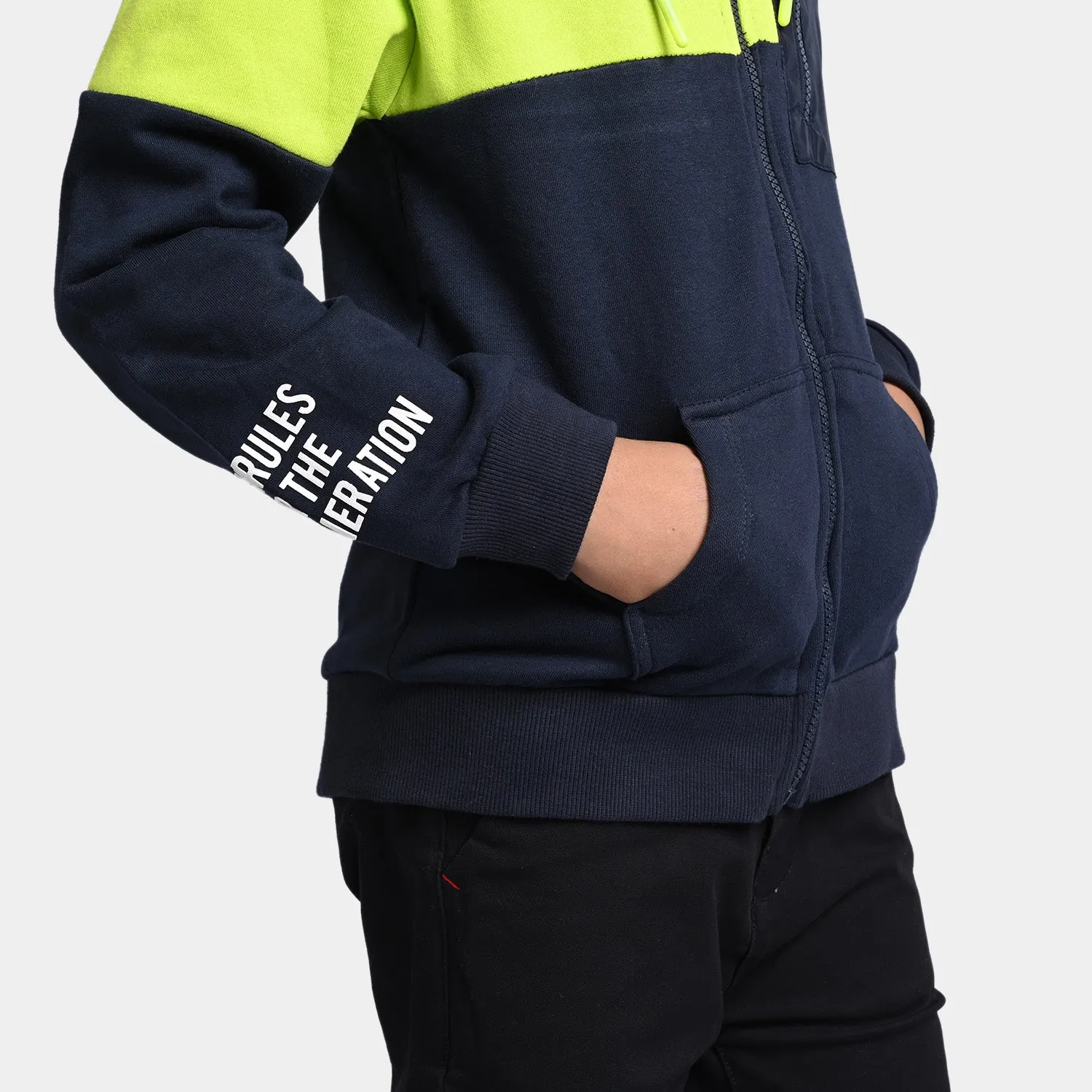 Boys Fleece Knitted Jacket New Gen-NAVY