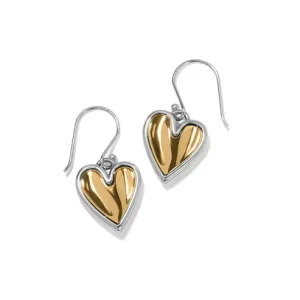 Brighton | Cascade Heart Reversible French Wire Earrings in Silver and Gold Tone