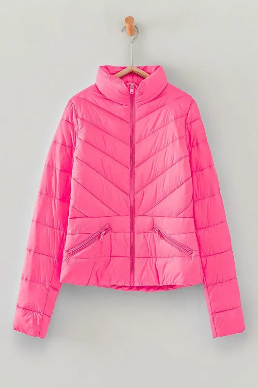 Chevron Stripe Quilted Jacket