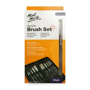 Clear Handle Acrylic Paint Brush Set Signature 11pc