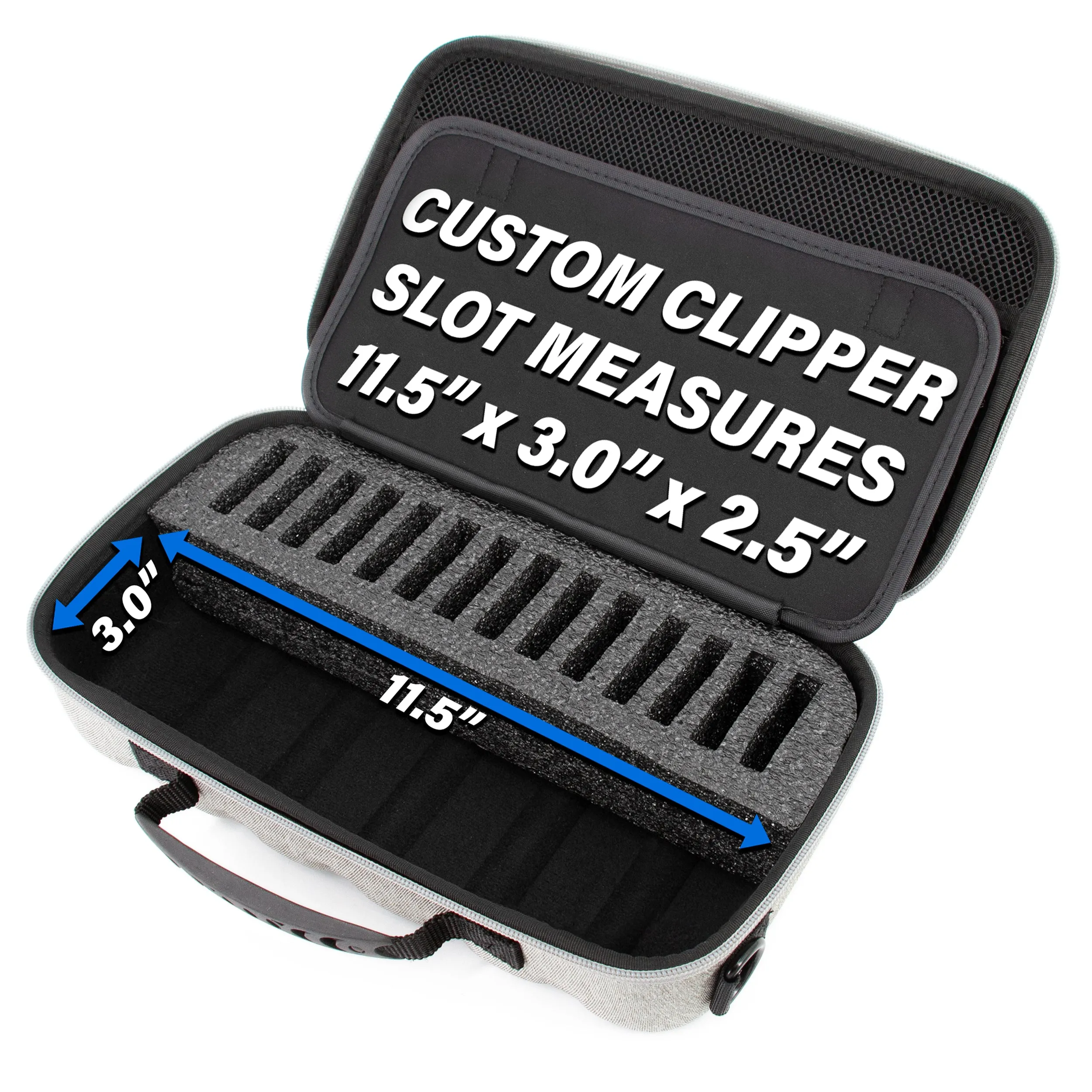 Copy of CASEMATIX Hair Clipper Case For Barbers Compatible with 14 Metal Andis, Oster, Wahl - Detachable Clipper Blades, Includes Grey Carry Case Only