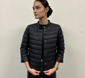 Cortland Park - Daisy Long Sleeve Down Puffer with Ruffle Back in Black