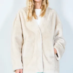 Cozy open front faux fur jacket wholesale