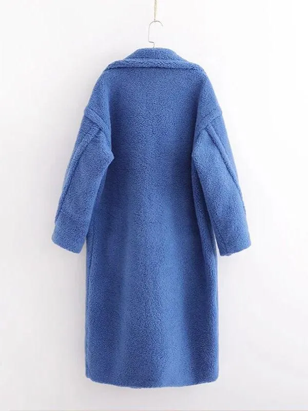 Cozy Teddy Fur Lapel Women's Wool Blend Coat - Elegant Warmth