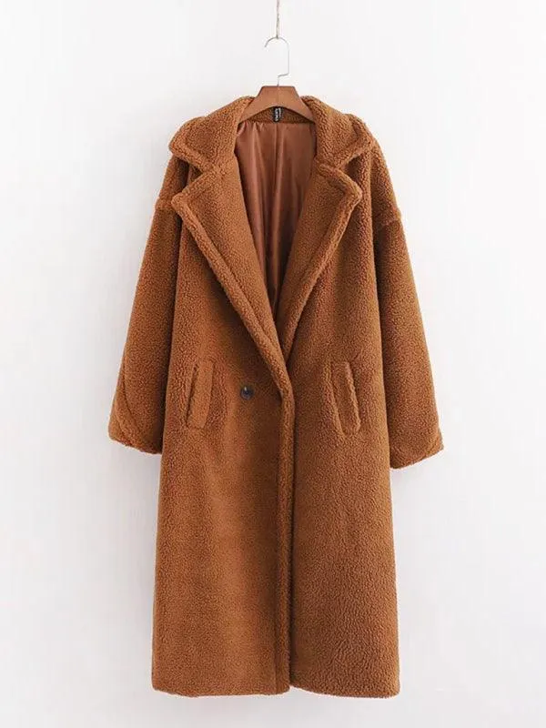 Cozy Teddy Fur Lapel Women's Wool Blend Coat - Elegant Warmth