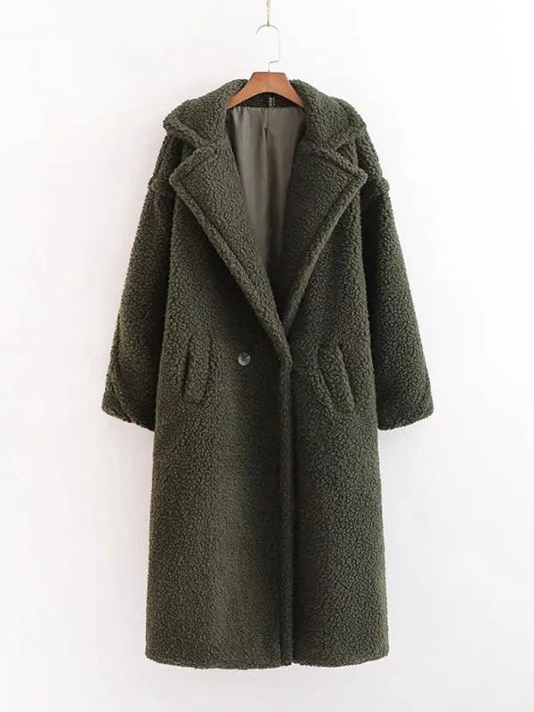 Cozy Teddy Fur Lapel Women's Wool Blend Coat - Elegant Warmth