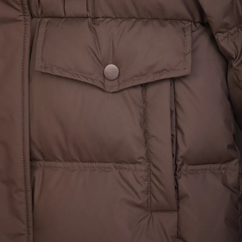 Dark Brown Long Puffer Jacket