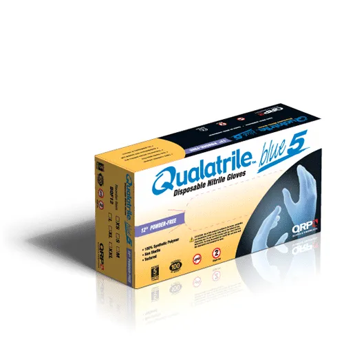 Disposable Nitrile Qualatrile™ Gloves - 5 mil Blue Powder-Free Textured 100/Box - BQF12-XL - Qualatrile™ By QRP