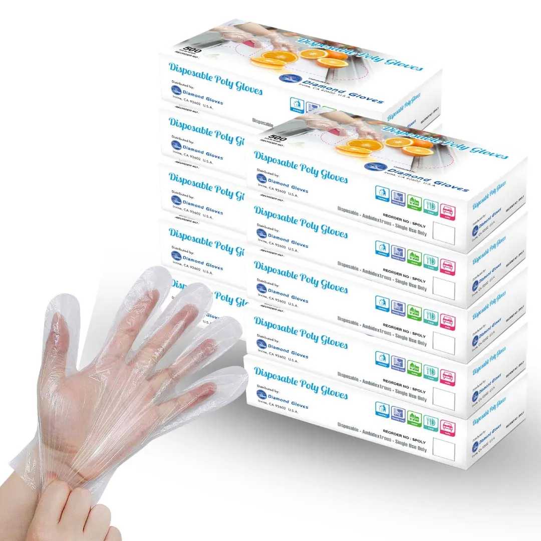 Disposable Poly Gloves Powder Free Multi-Purpose Polyethylene Gloves, 5,000 Gloves