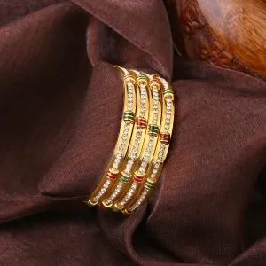 Estele Gold Plated Alluring Bangle Set with Crystals for Women