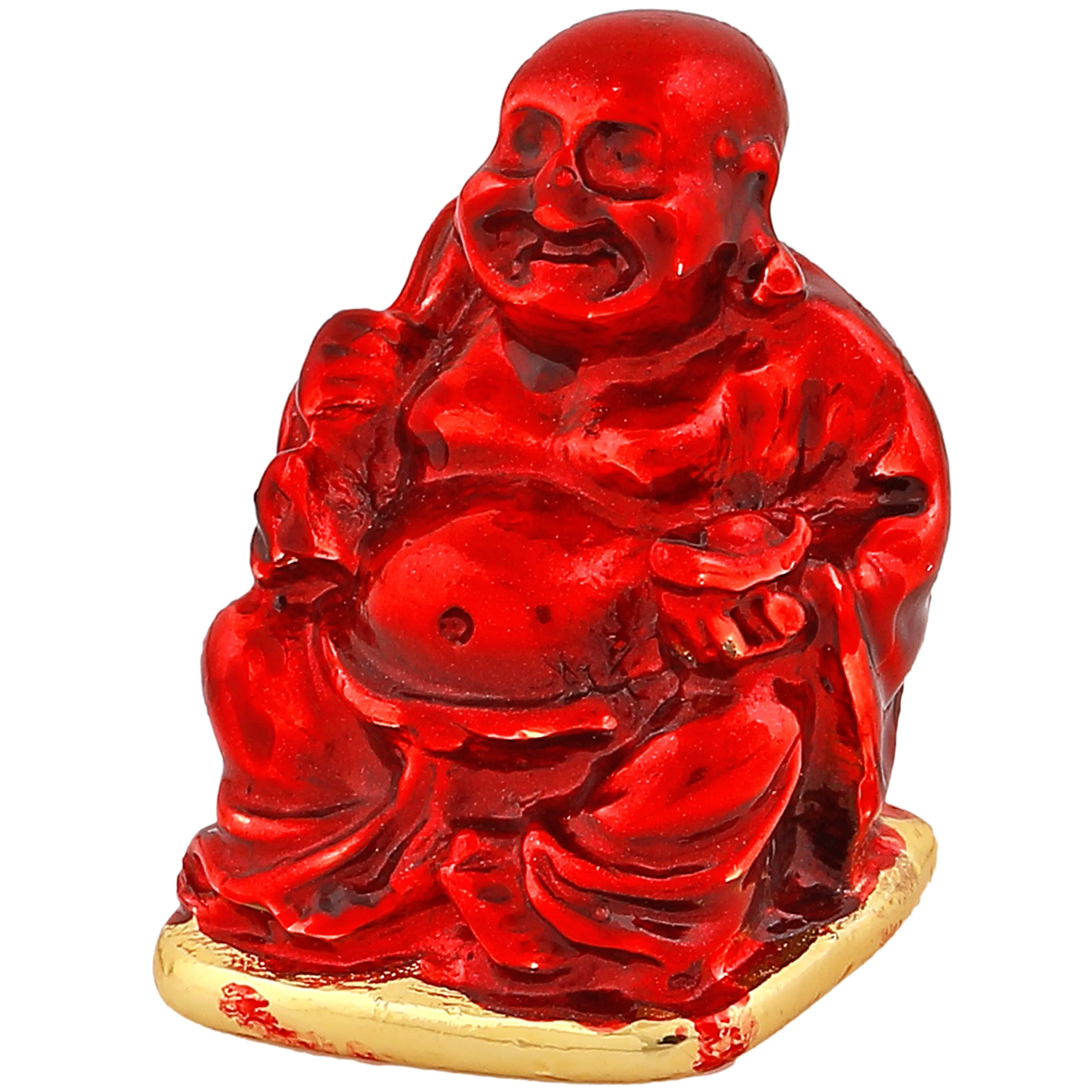 Estele Gold Plated Decorative Multi Color Enamel Laughing Buddha Idol