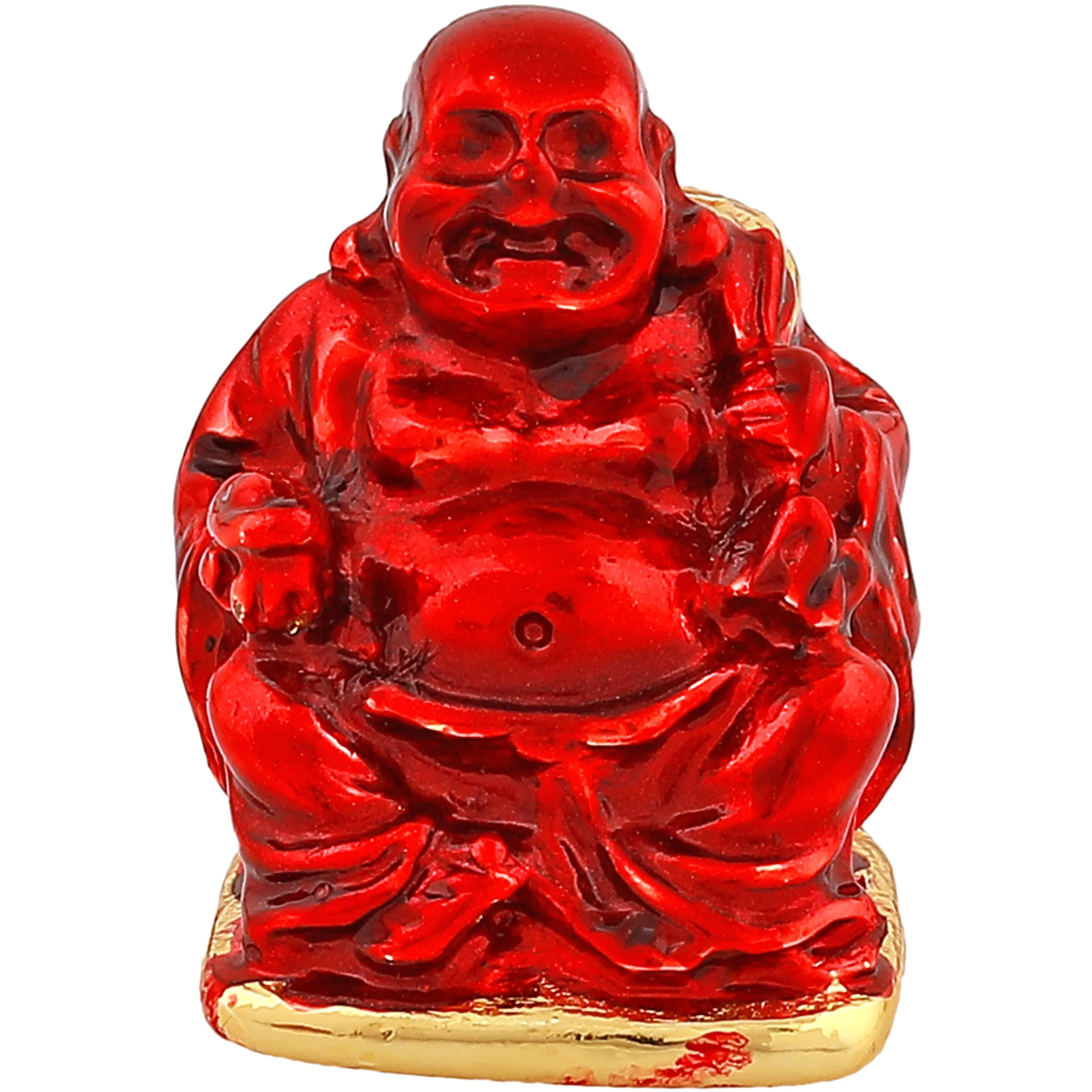 Estele Gold Plated Decorative Multi Color Enamel Laughing Buddha Idol