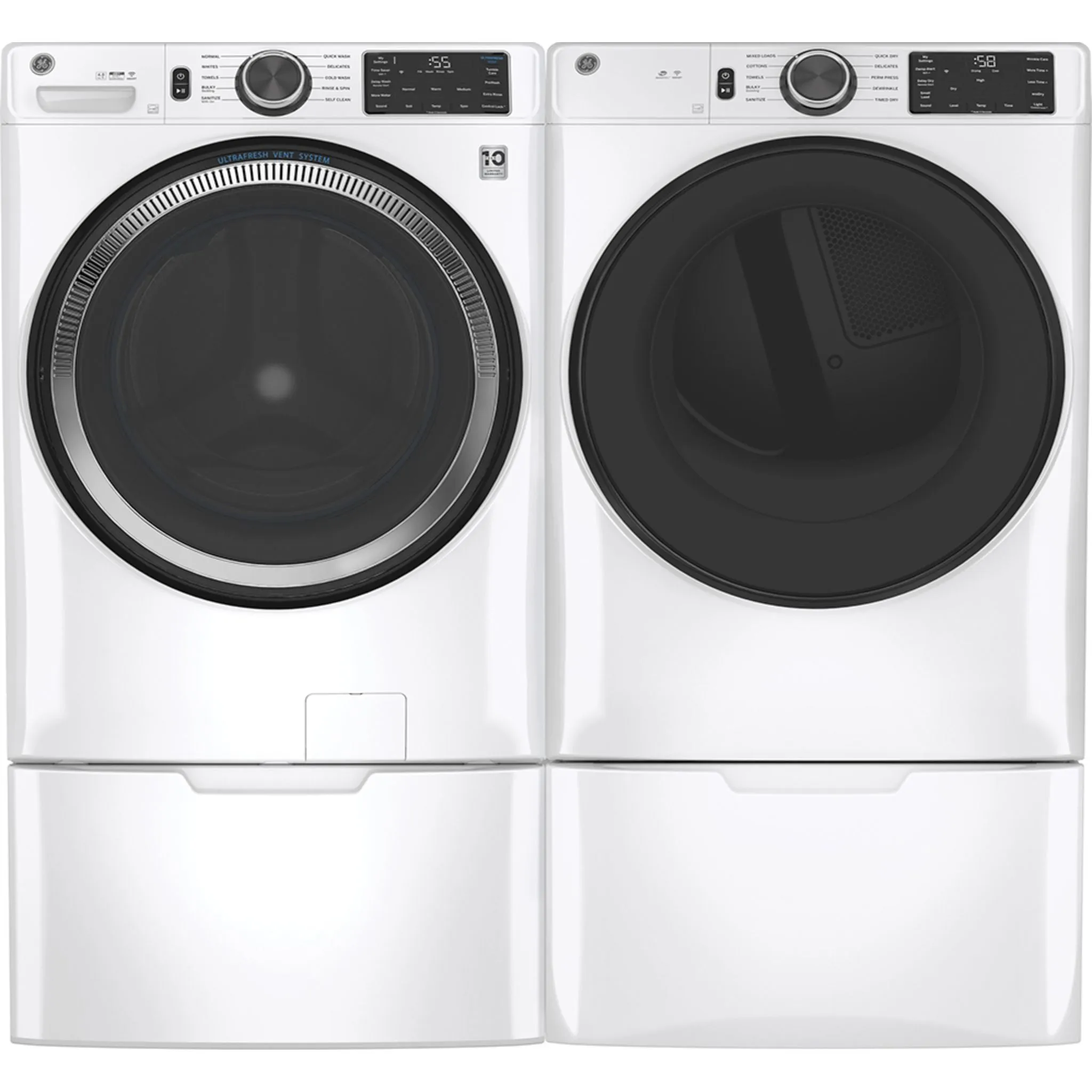 GE® 7.8 cu. ft. Capacity Dryer with Built-In Wifi White - GFD55ESMNWW