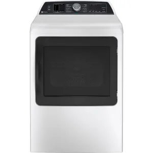 GE Profile Front Load Dryer (PTD70EBMTWS) - White on White with Silver Backsplash