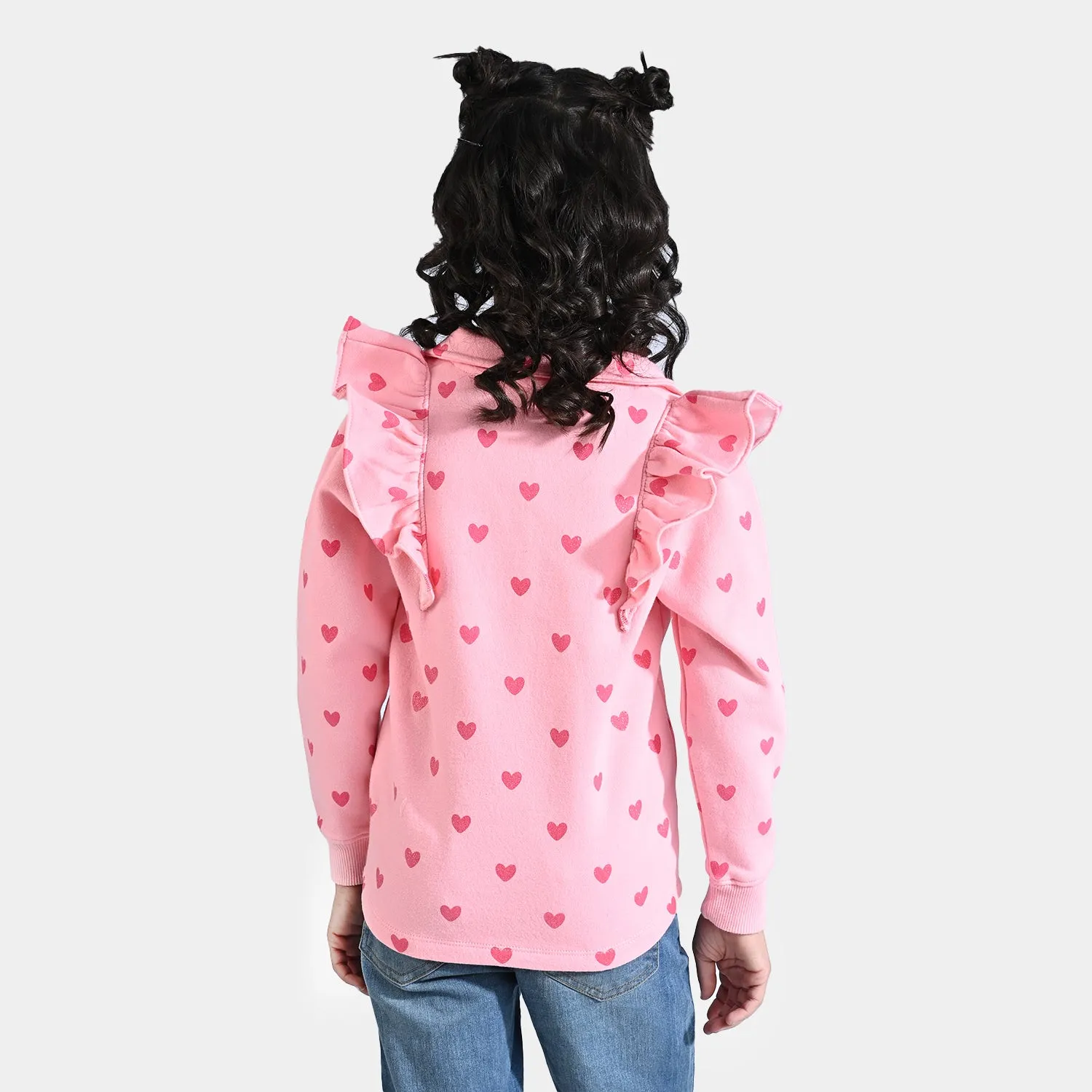 Girls Fleece Knitted Jacket Hearts-Candy Pink