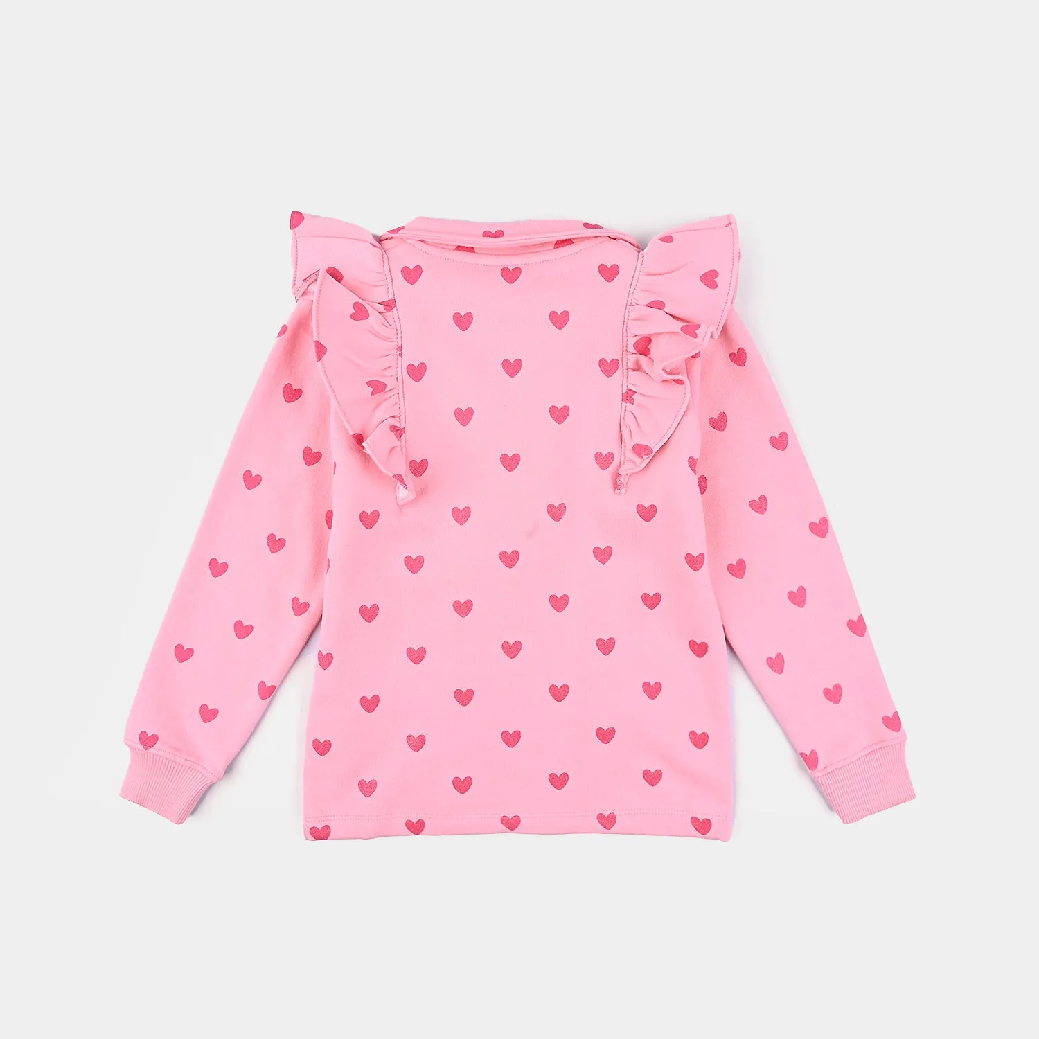 Girls Fleece Knitted Jacket Hearts-Candy Pink