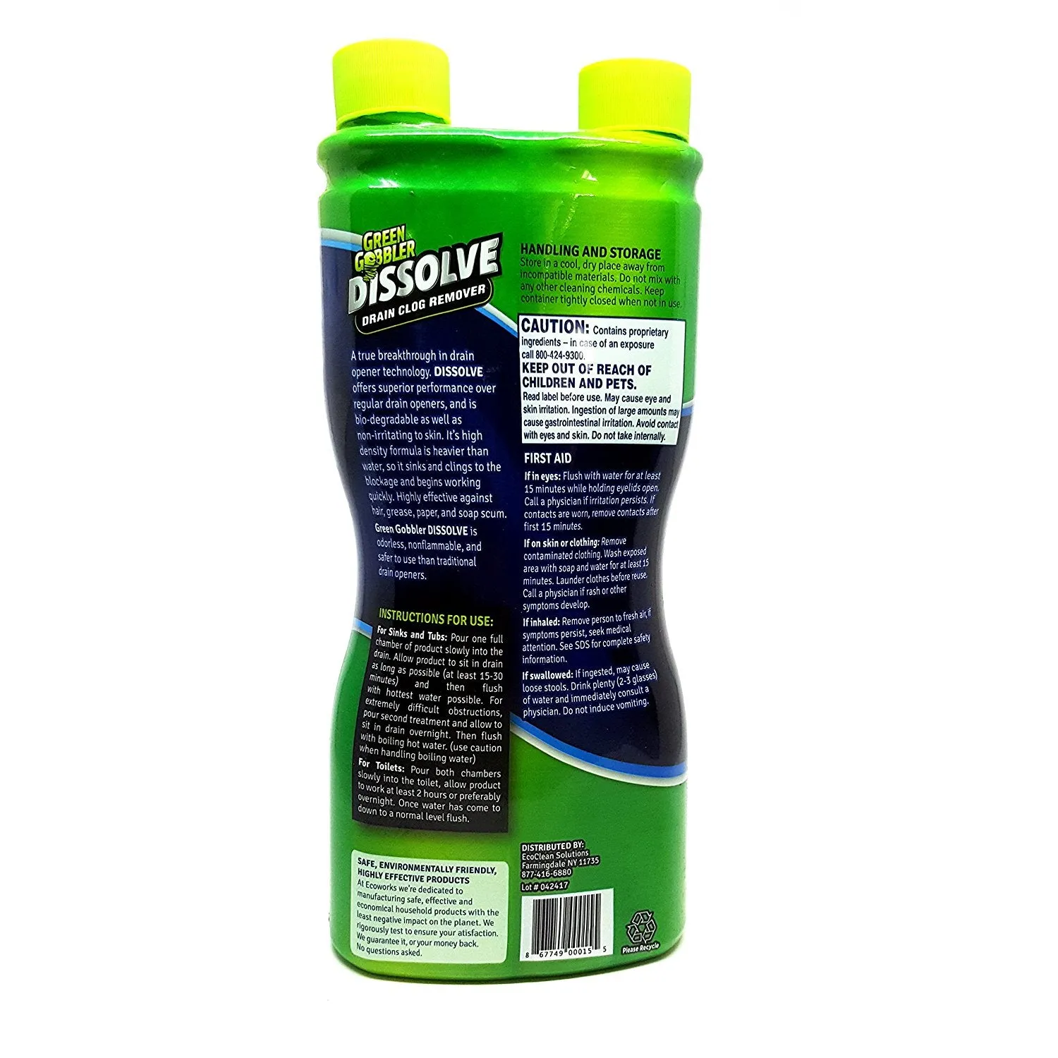 Green Gobbler Dissolve Drain Clog Remover, 31 oz