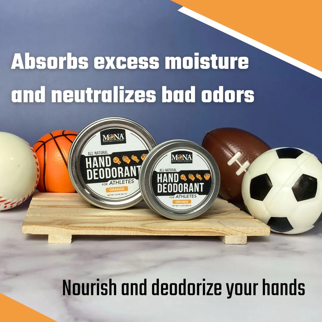 Hand Deodorant for Athletes | Orange | Deodorize Nourish & Absorb Excess Moisture | 100% Natural