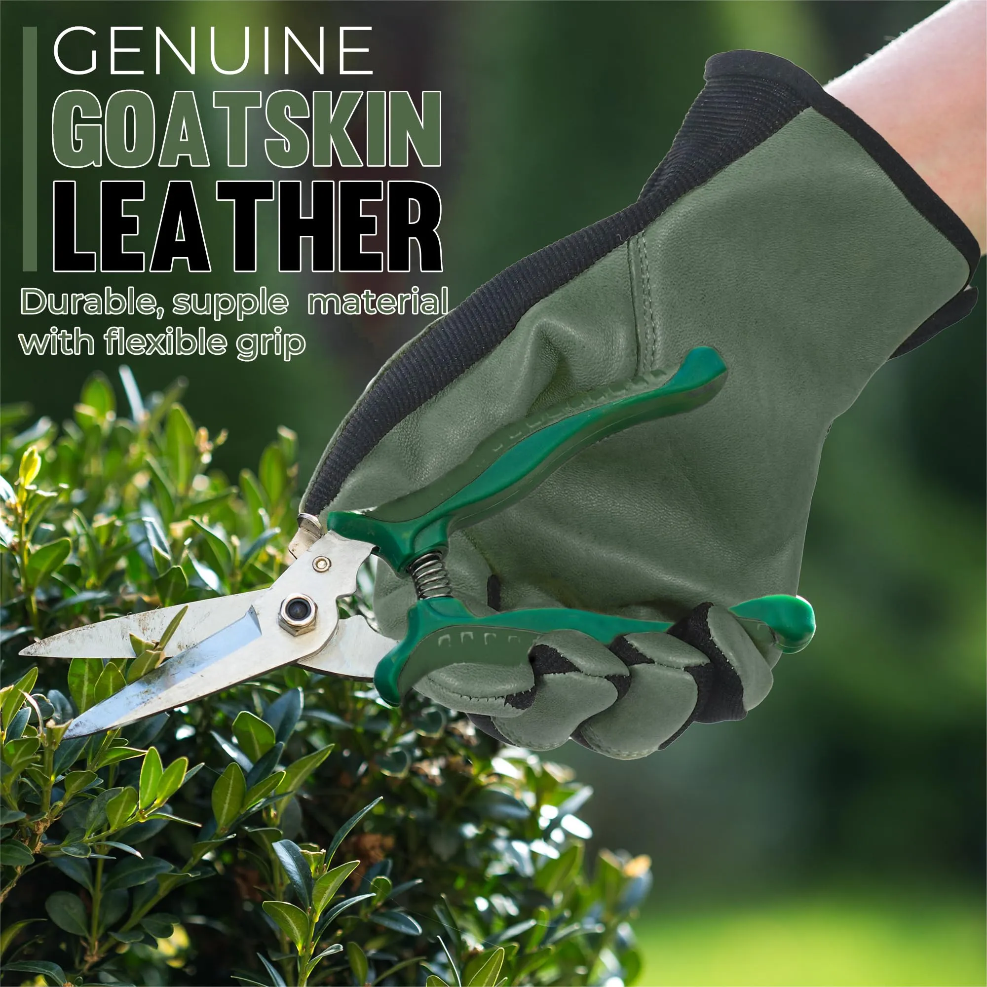 HANDLANDY Men Cowhide Leather Gardening Gloves, Utility Work Gloves12116/12119