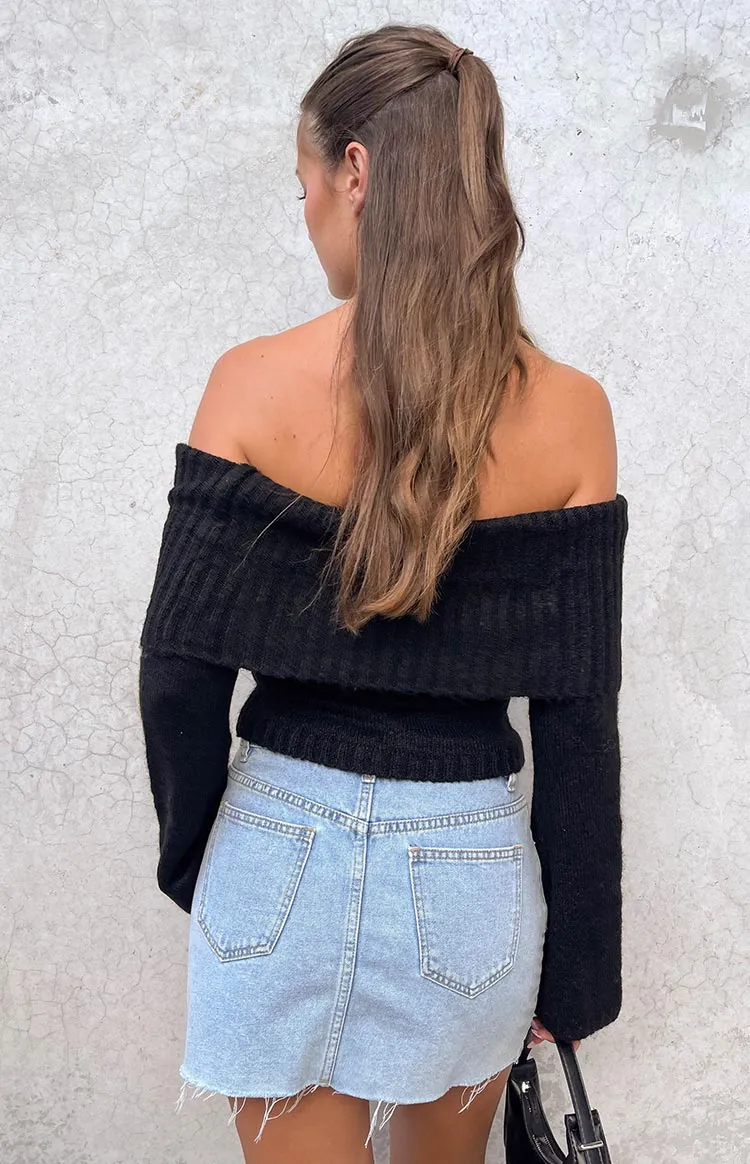 Joey Black Off Shoulder Sweater