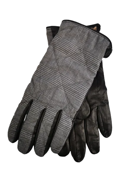 Leather Gloves with Wool Glen Check