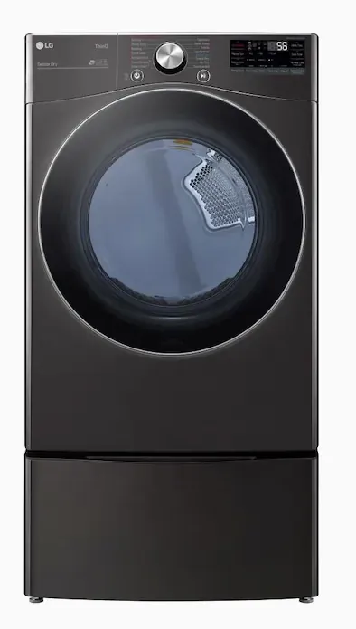 LG TrueSteam Wi-Fi Enabled 7.4-cu ft Stackable Steam Cycle Electric Dryer (Black Steel) ENERGY STAR DLEX4200B