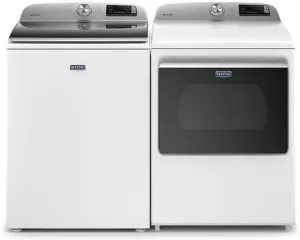 Maytag 5.4 cu. ft. Smart Top Load Washer with 7.4 cu. ft. Smart Electric Dryer in White