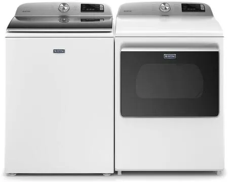 Maytag 5.4 cu. ft. Smart Top Load Washer with 7.4 cu. ft. Smart Electric Dryer in White