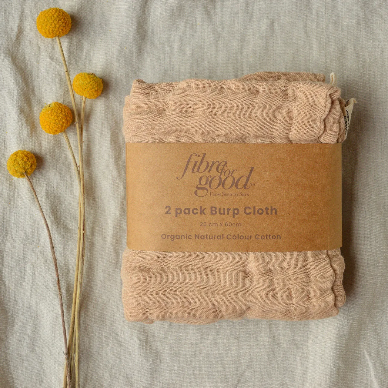 Muslin Burp/Wash Cloth - Undyed Organic Cotton (2 Pack)