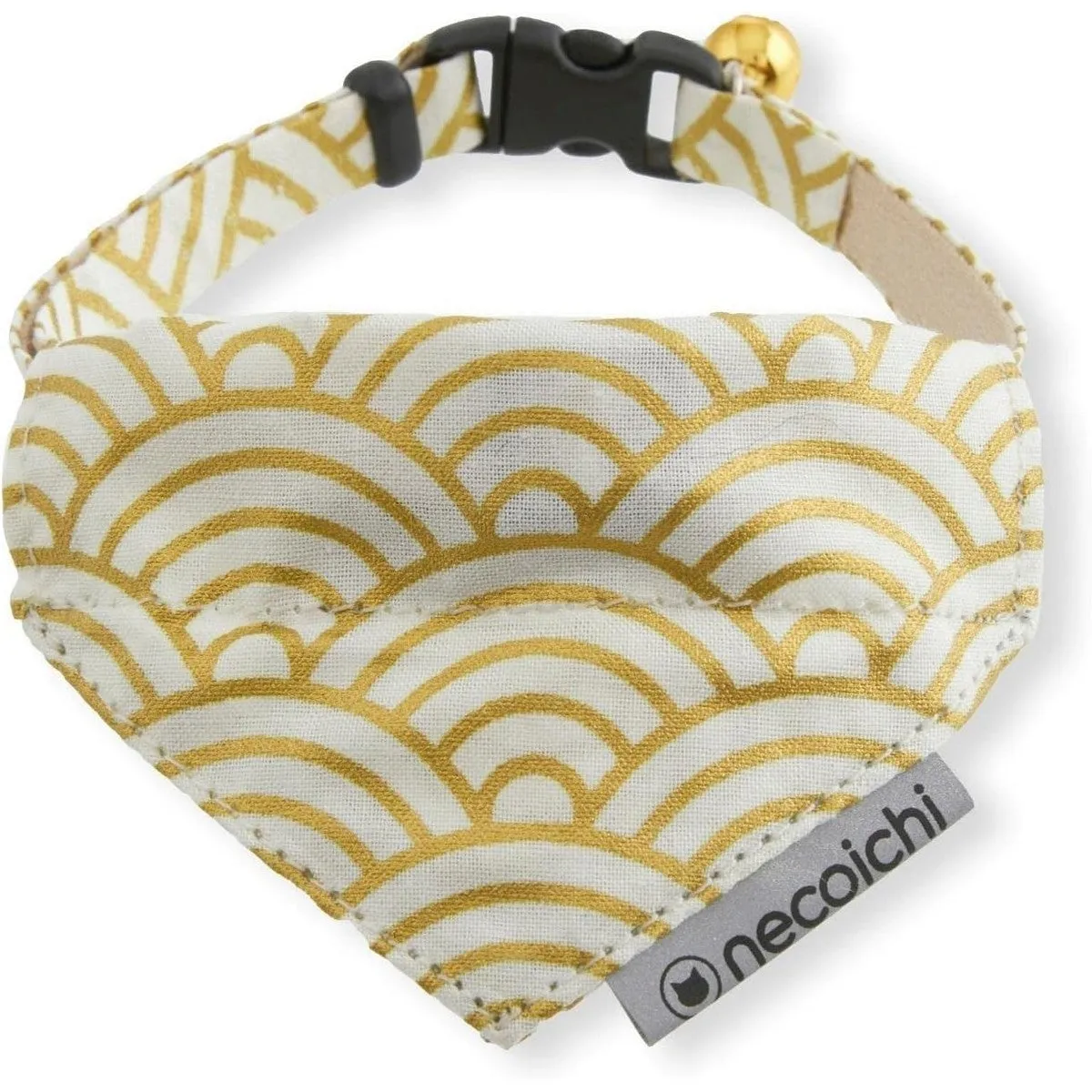 Necoichi Bandana Cat Collar with Air Tag Pocket Gilded Wave White