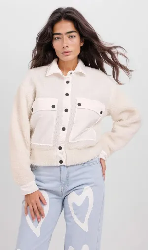 o194916-SHERPA BOMBER JACKET - WHITE