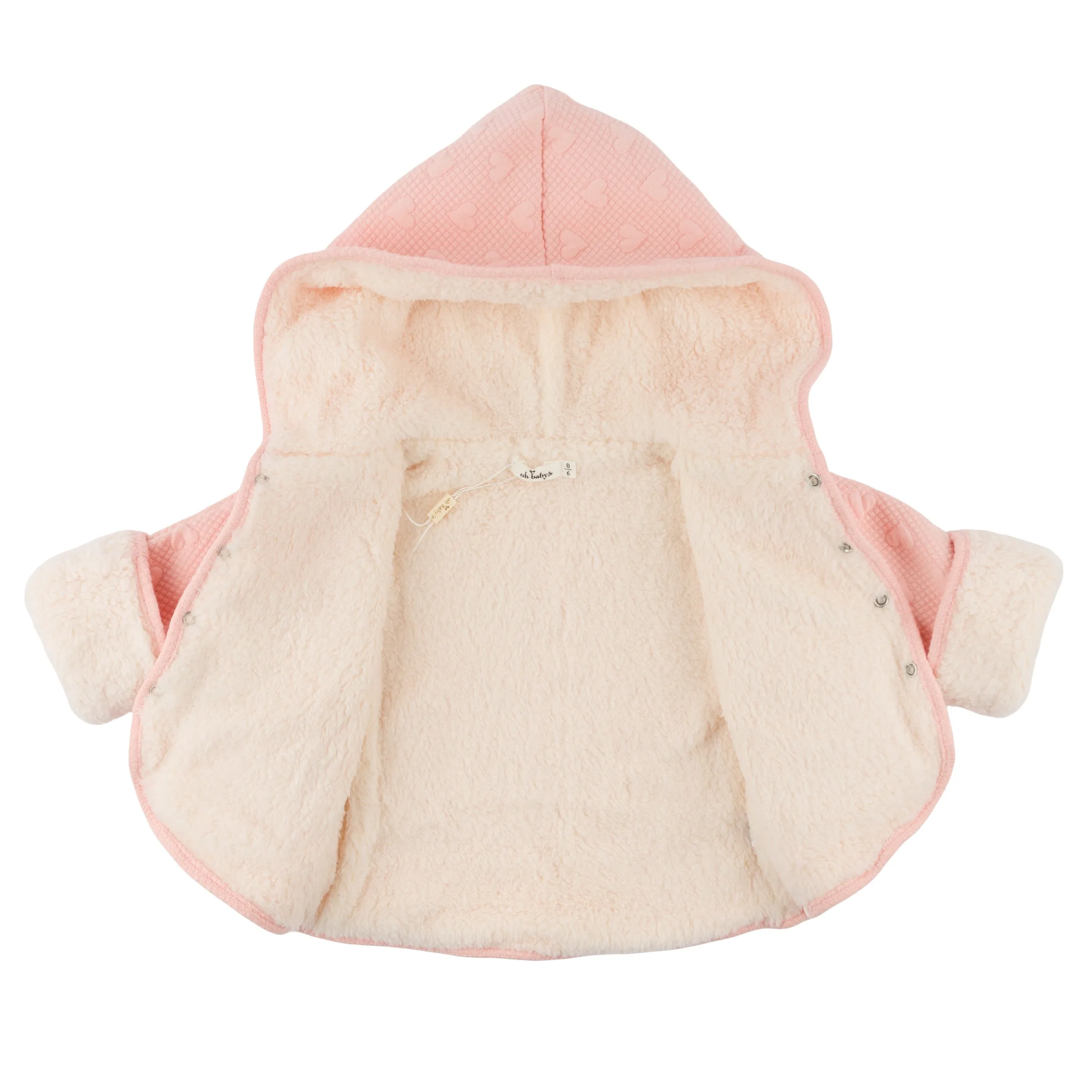 oh baby! Winter Snowdrift Hoodie Jacket with Cream Lining - Pucker Heart - Pale Pink