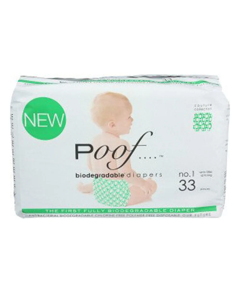 Poof SIZE 1 Green Loops Biodegradable DIAPERS