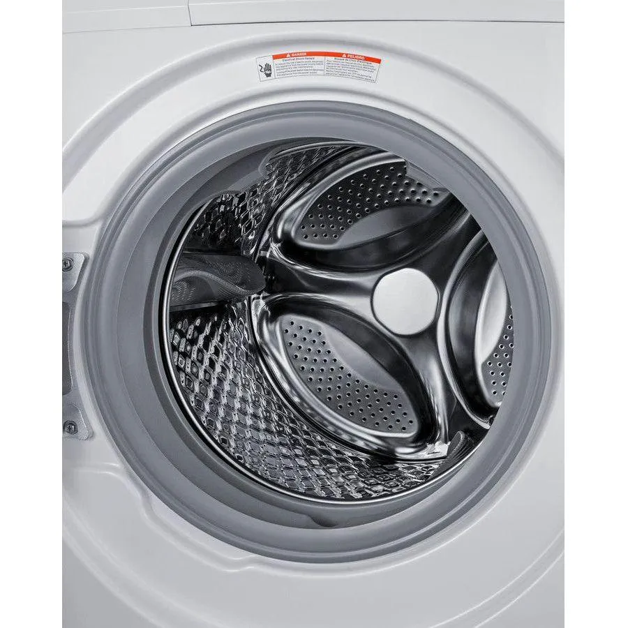 Summit 24 in. Wide 110-120V Compact Front Load Washer with 2.7 cu. ft. Capacity, 15 Wash Cycles, Stainless Steel Drum, Child Lock in White - LW2427