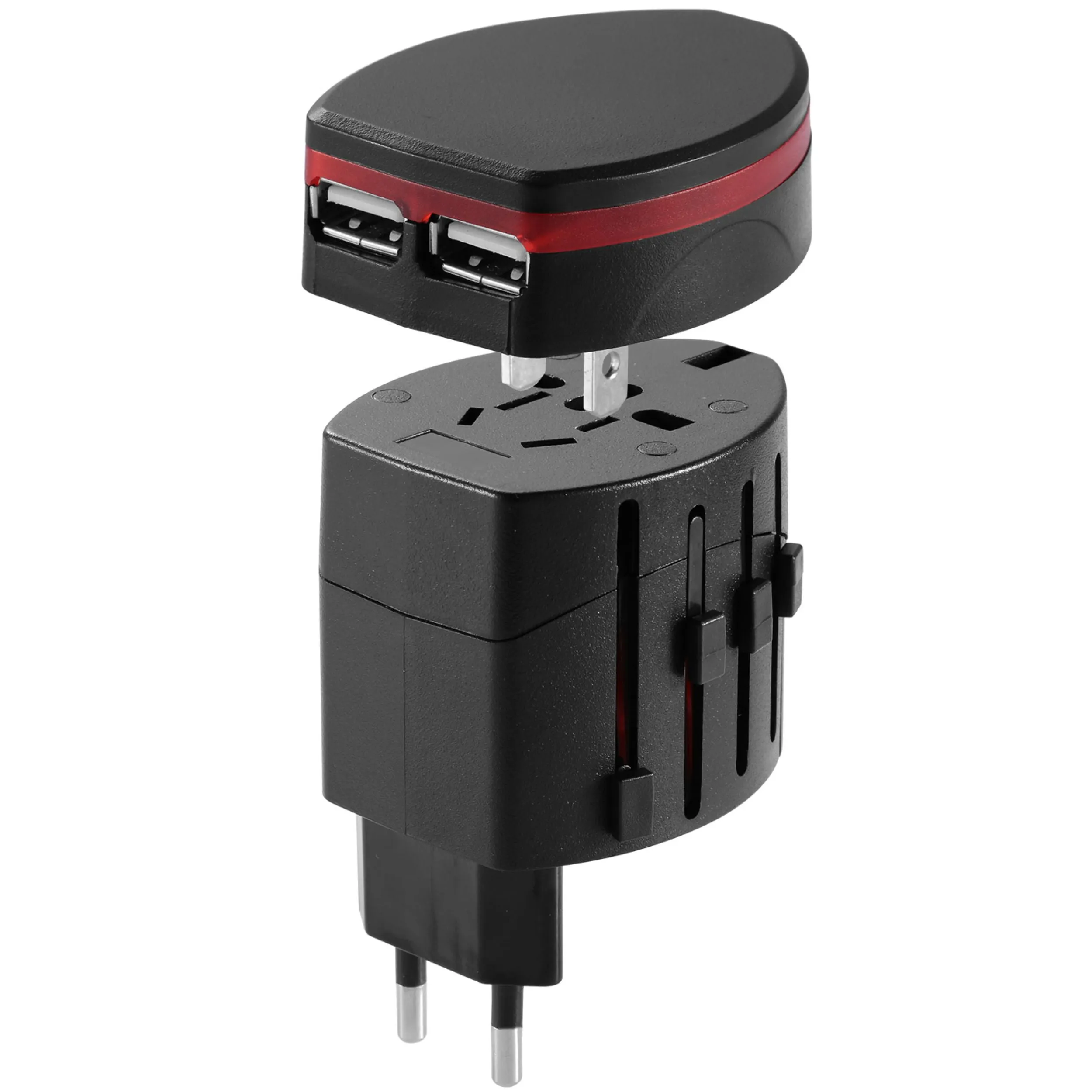 Universal Travel Power Adapter - All-in-One Wall Charger with 2 USB Ports - US UK EU AU Plug - for Phones, Tablets, Cameras