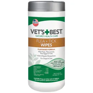 Vet’s Best Flea & Tick Wipes For Cats & Dogs 50pc