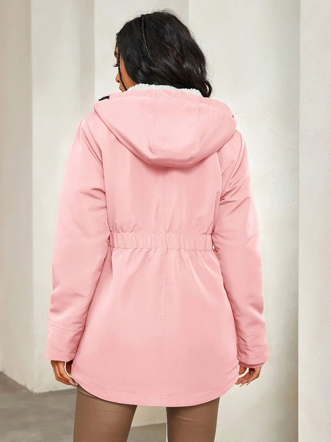 Women's Casual Warm Fleece-Lined Hooded Winter Jacket | Ideal for Autumn/Winter