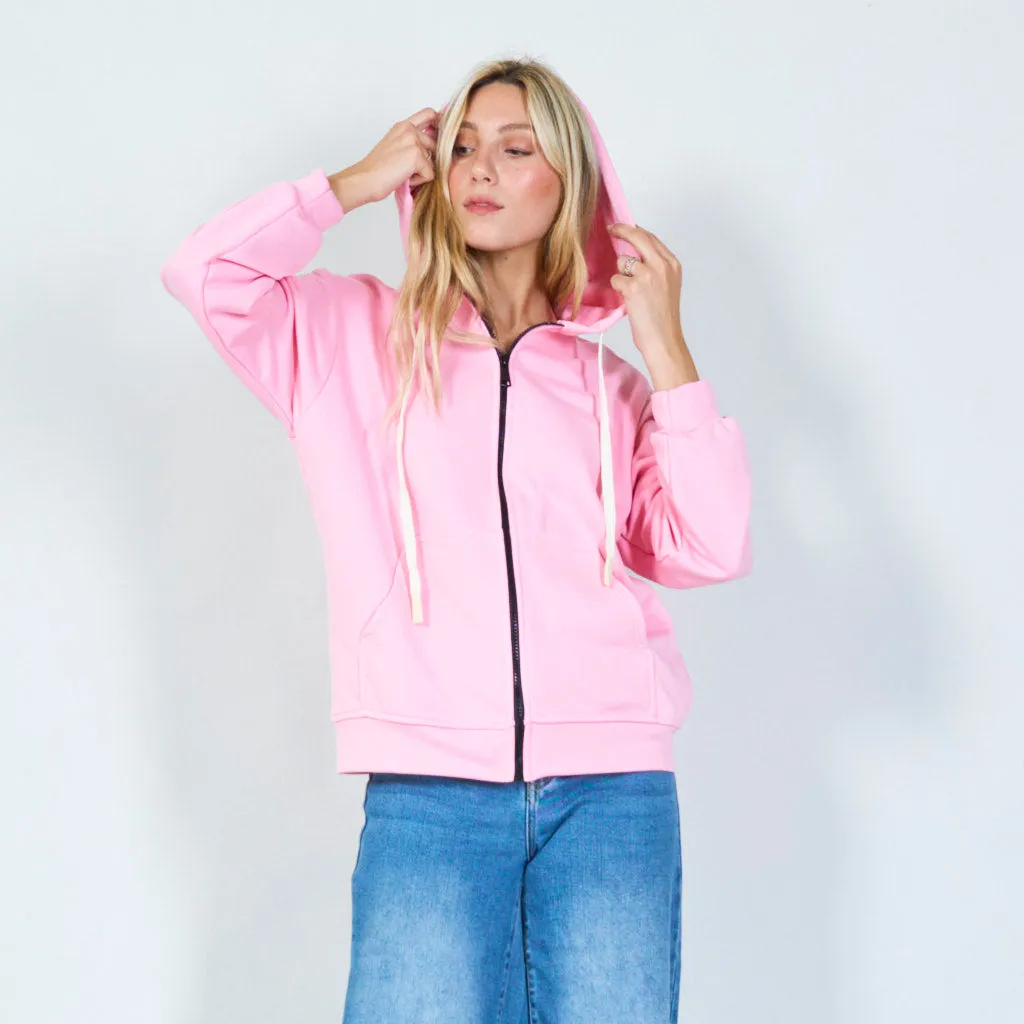 Zipper hoodie with front pockets wholesale